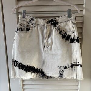 Topshop Denim Black and White Tie-Dye Mini Skirt